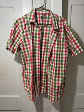 Tom Tailor Men’s Red & Green Plaid Short-Sleeve Shirt